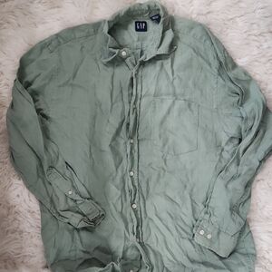 GAP Sage Green Linen Casual Shirt
